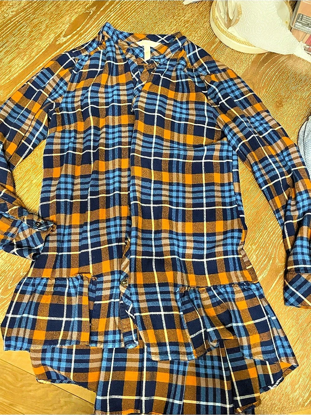 Matilda Jane Plaid Casual shirt in Blue & Orange Like New